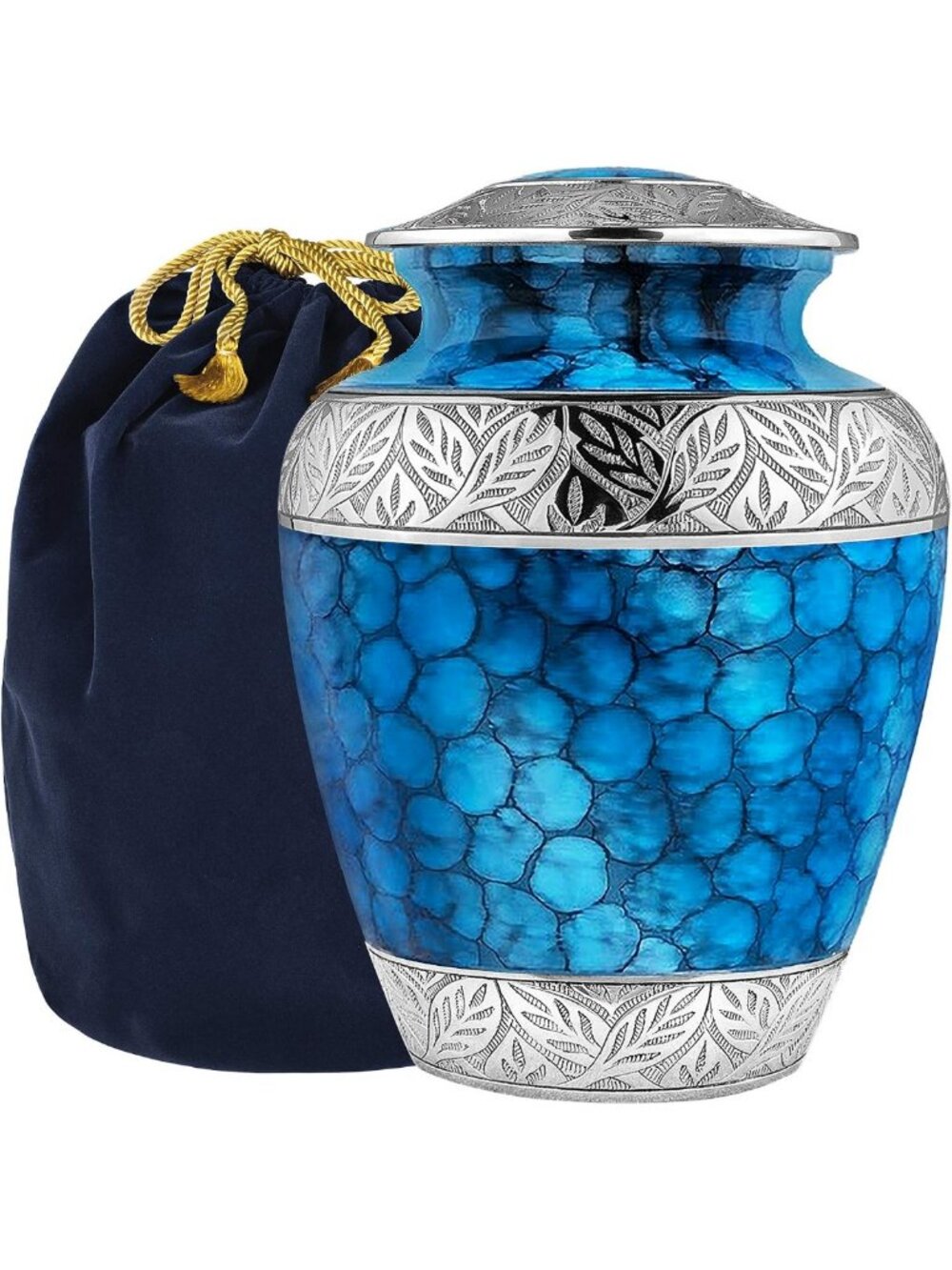 Elegant Light Blue Cremation Urn for Adult Ashes - Decorative Burial Urn with